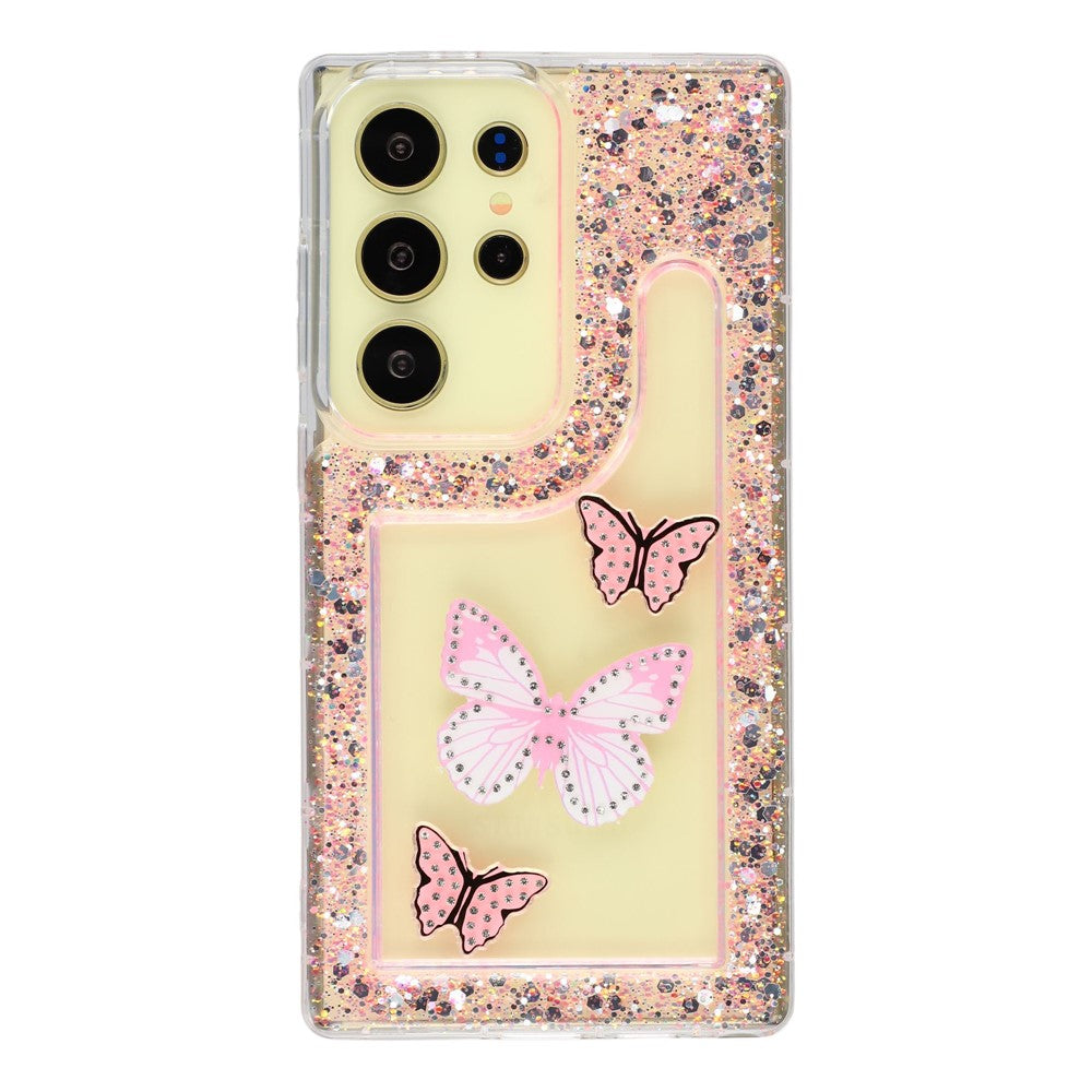 For Samsung Galaxy S25 Ultra Case DIY Butterfly Glitter Epoxy Soft TPU Phone Back Cover