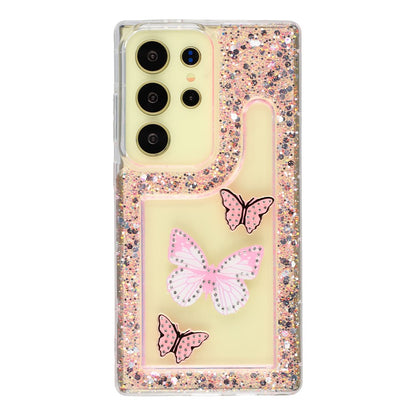 For Samsung Galaxy S25 Ultra Case DIY Butterfly Glitter Epoxy Soft TPU Phone Back Cover