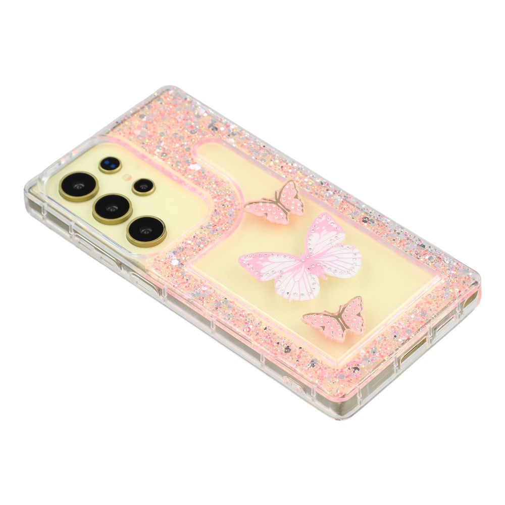 For Samsung Galaxy S25 Ultra Case DIY Butterfly Glitter Epoxy Soft TPU Phone Back Cover