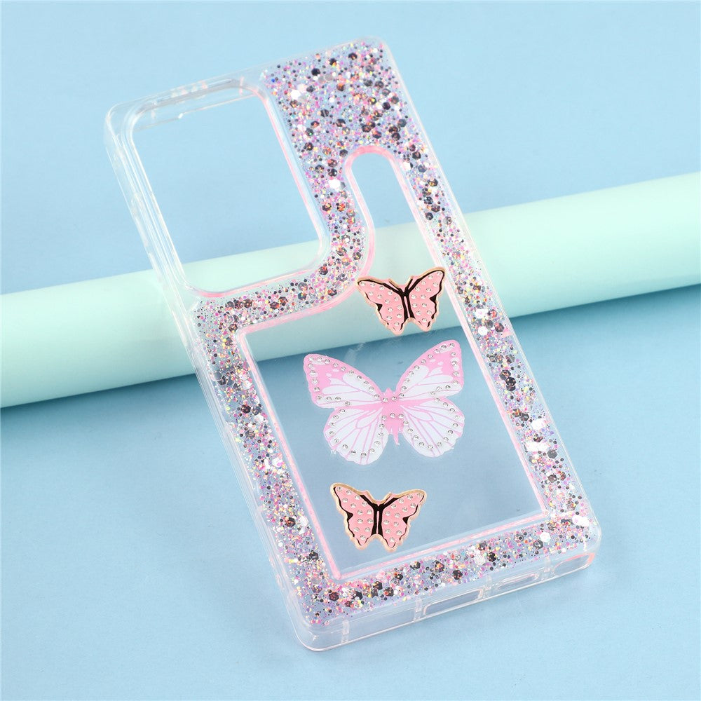 For Samsung Galaxy S25 Ultra Case DIY Butterfly Glitter Epoxy Soft TPU Phone Back Cover