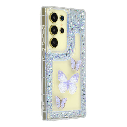 For Samsung Galaxy S25 Ultra Case DIY Butterfly Glitter Epoxy Soft TPU Phone Back Cover