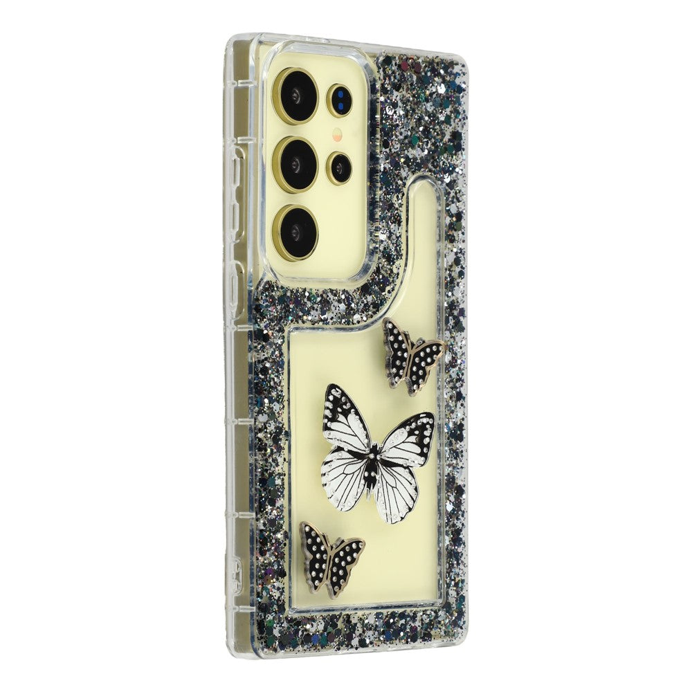 For Samsung Galaxy S25 Ultra Case DIY Butterfly Glitter Epoxy Soft TPU Phone Back Cover