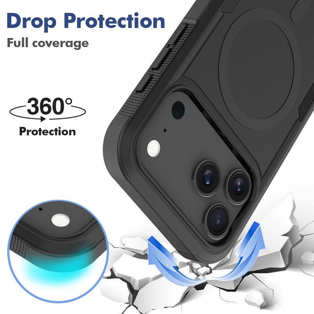 For iPhone 17 Pro Magnetic Case Dual Layer PC TPU Shockproof Phone Cover