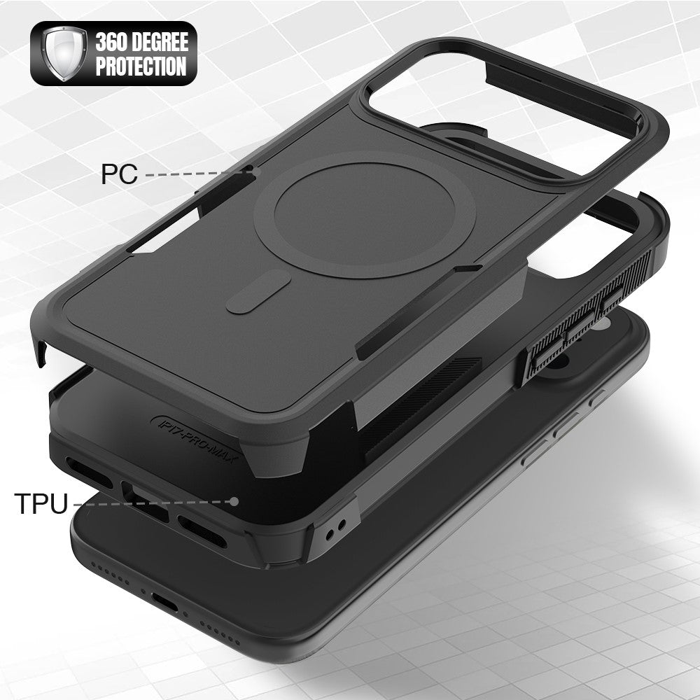 For iPhone 17 Pro Magnetic Case Dual Layer PC TPU Shockproof Phone Cover