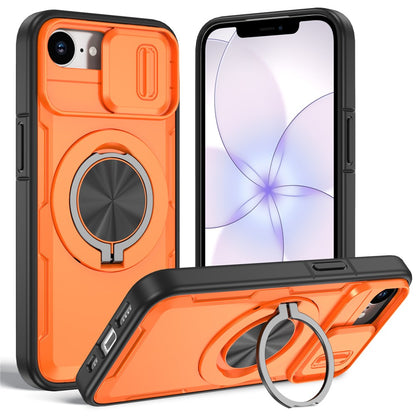For iPhone 17e  /  16e Magnetic Case Slide Camera Cover Rotary Kickstand PC + TPU Phone Shell