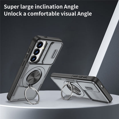 For Samsung Galaxy S26+  /  S25+  /  S24+ Magnetic Case Slide Camera Cover Rotary Kickstand PC + TPU Phone Shell