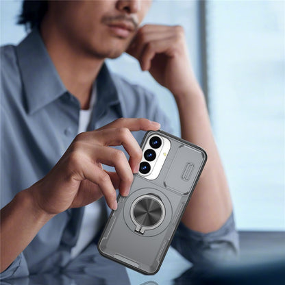 For Samsung Galaxy S26+  /  S25+  /  S24+ Magnetic Case Slide Camera Cover Rotary Kickstand PC + TPU Phone Shell