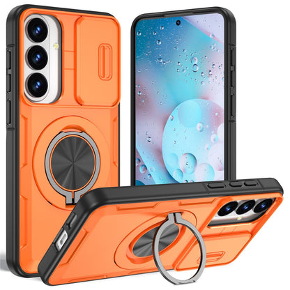 For Samsung Galaxy S26+  /  S25+  /  S24+ Magnetic Case Slide Camera Cover Rotary Kickstand PC + TPU Phone Shell