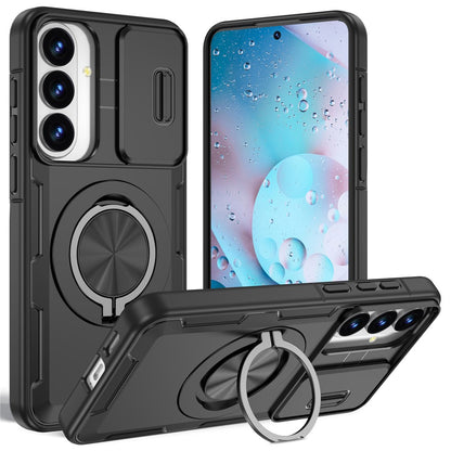 For Samsung Galaxy S26+  /  S25+  /  S24+ Magnetic Case Slide Camera Cover Rotary Kickstand PC + TPU Phone Shell