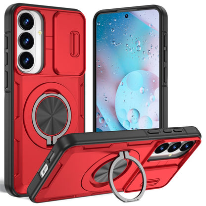 For Samsung Galaxy S26+  /  S25+  /  S24+ Magnetic Case Slide Camera Cover Rotary Kickstand PC + TPU Phone Shell
