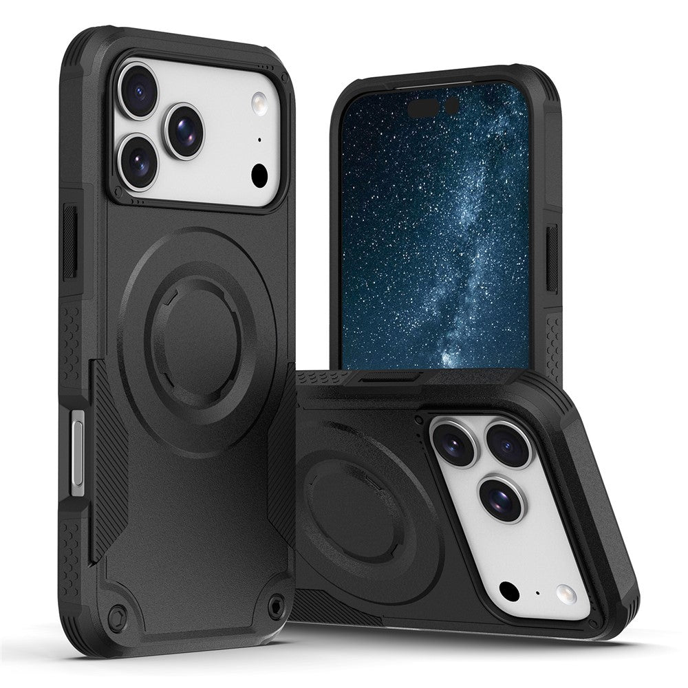 For iPhone 17 Pro Max Magnetic Case Shockproof PC + TPU Anti-Slip Textured Phone Cover