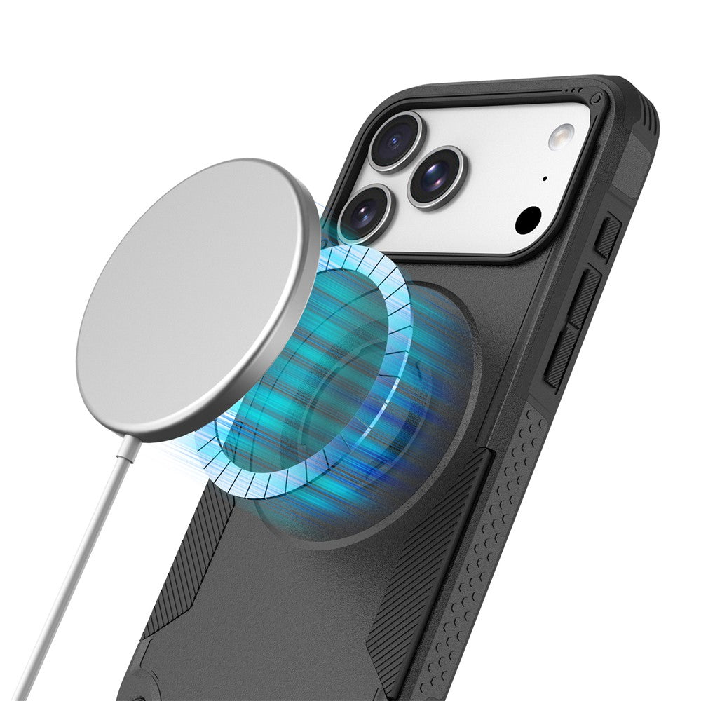For iPhone 17 Pro Max Magnetic Case Shockproof PC + TPU Anti-Slip Textured Phone Cover