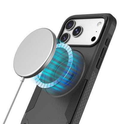 For iPhone 17 Pro Max Magnetic Case Shockproof PC + TPU Anti-Slip Textured Phone Cover