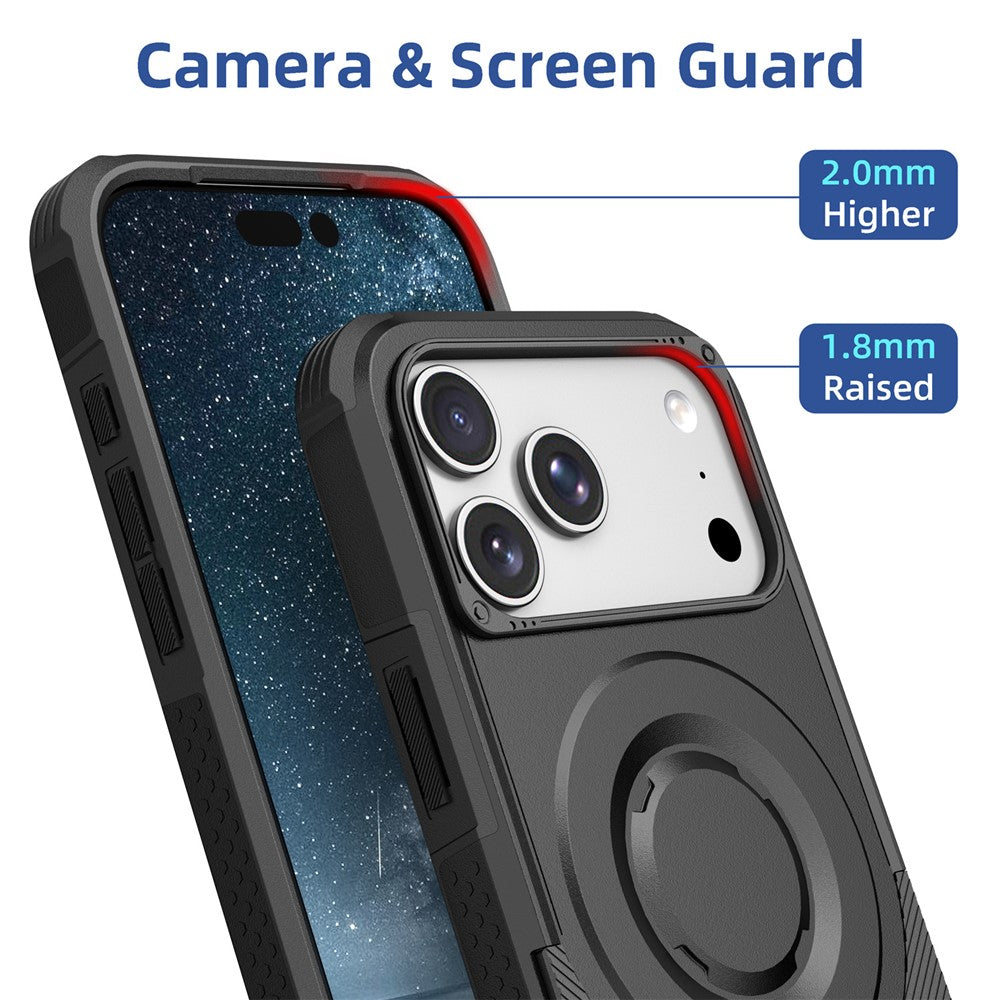 For iPhone 17 Pro Max Magnetic Case Shockproof PC + TPU Anti-Slip Textured Phone Cover
