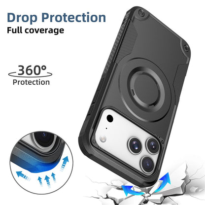 For iPhone 17 Pro Max Magnetic Case Shockproof PC + TPU Anti-Slip Textured Phone Cover