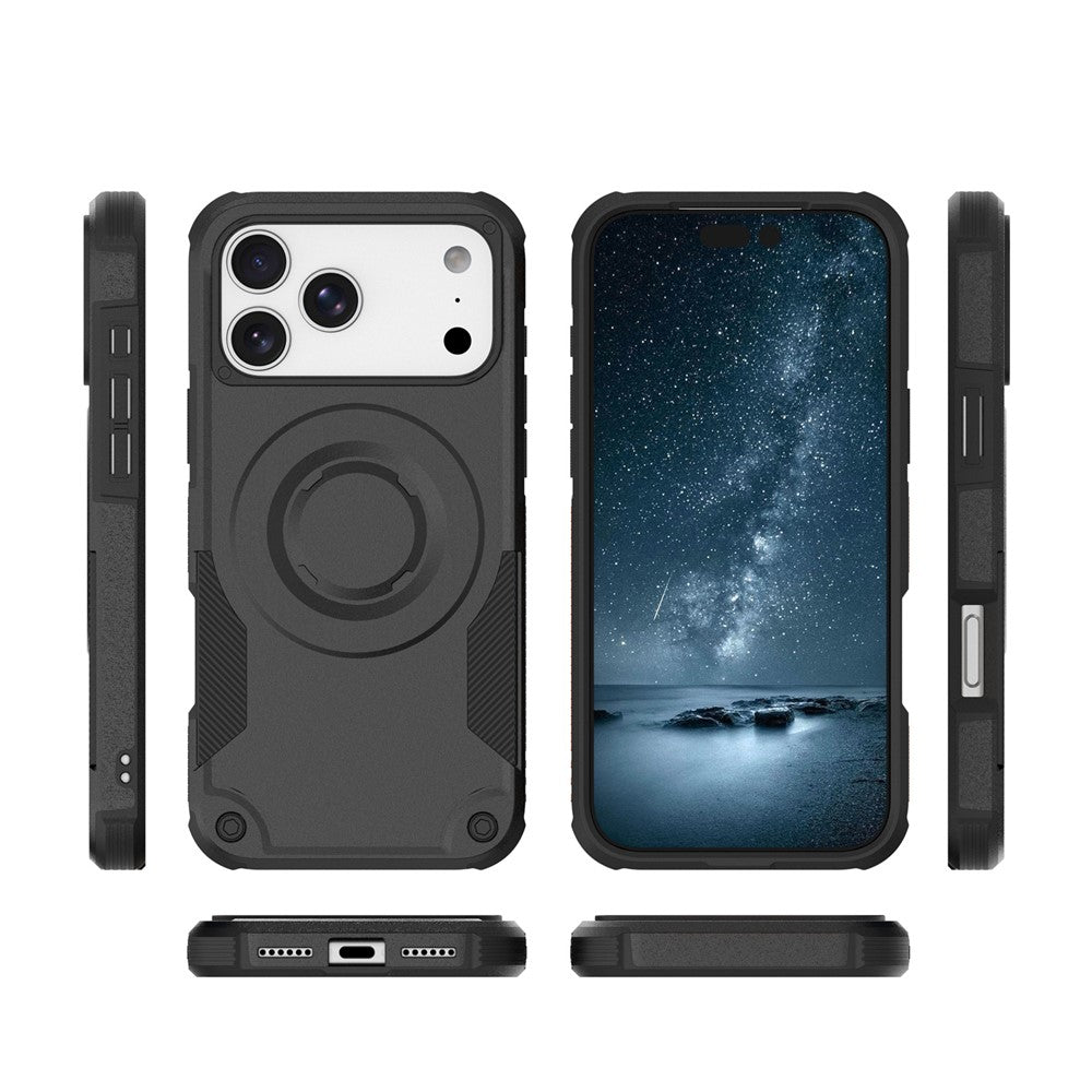 For iPhone 17 Pro Max Magnetic Case Shockproof PC + TPU Anti-Slip Textured Phone Cover