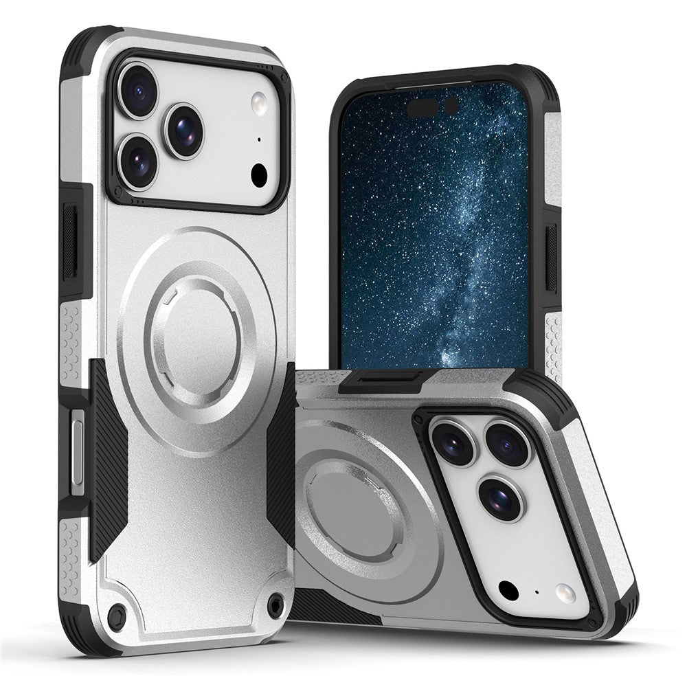 For iPhone 17 Pro Max Magnetic Case Shockproof PC + TPU Anti-Slip Textured Phone Cover