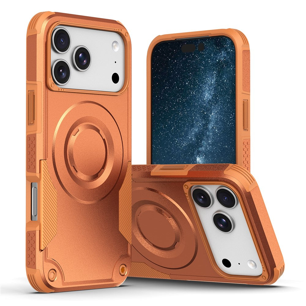 For iPhone 17 Pro Magnetic Case Shockproof PC + TPU Anti-Slip Textured Phone Cover