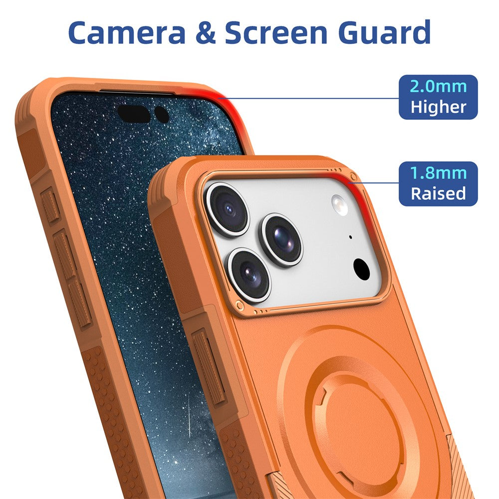For iPhone 17 Pro Magnetic Case Shockproof PC + TPU Anti-Slip Textured Phone Cover