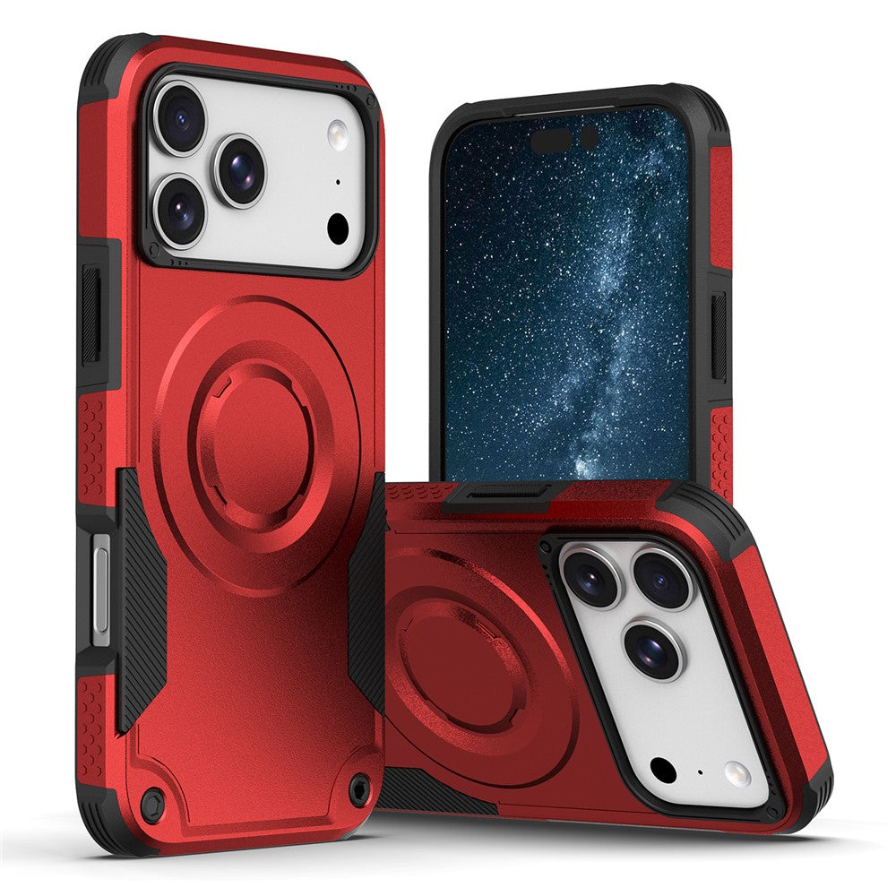For iPhone 17 Pro Magnetic Case Shockproof PC + TPU Anti-Slip Textured Phone Cover