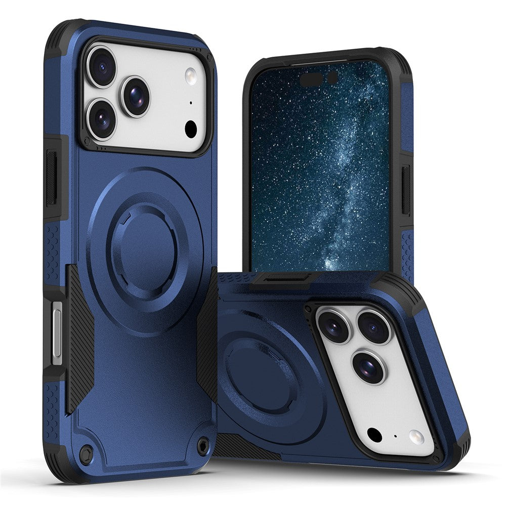 For iPhone 17 Pro Magnetic Case Shockproof PC + TPU Anti-Slip Textured Phone Cover