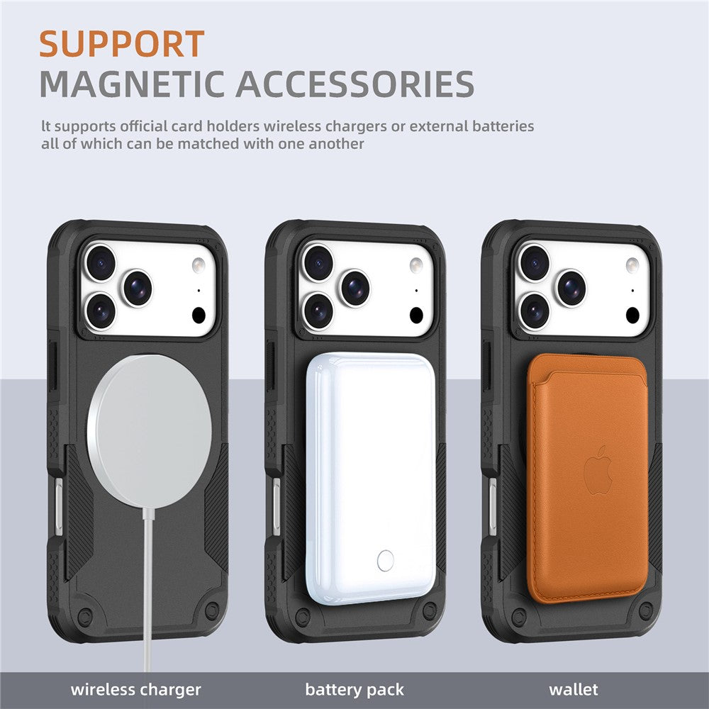 For iPhone 17 Pro Max Magnetic Case Rotating Ring Kickstand Shockproof TPU PC Armor Phone Cover