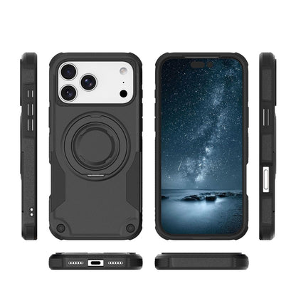 For iPhone 17 Pro Max Magnetic Case Rotating Ring Kickstand Shockproof TPU PC Armor Phone Cover