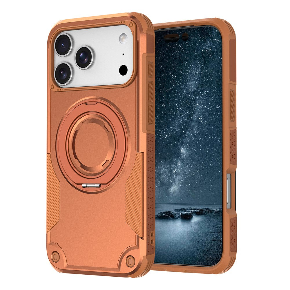 For iPhone 17 Pro Magnetic Case Rotating Ring Kickstand Shockproof TPU PC Armor Phone Cover