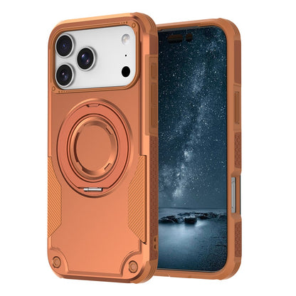 For iPhone 17 Pro Magnetic Case Rotating Ring Kickstand Shockproof TPU PC Armor Phone Cover