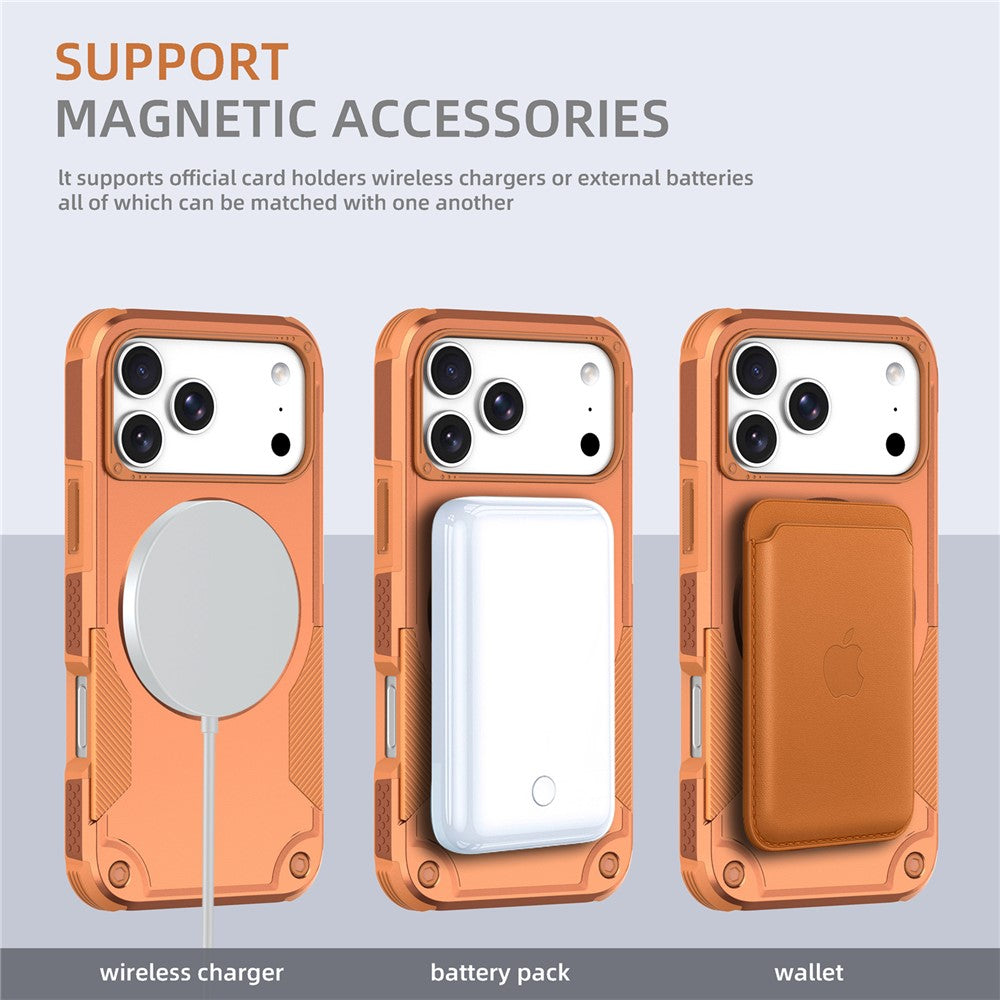 For iPhone 17 Pro Magnetic Case Rotating Ring Kickstand Shockproof TPU PC Armor Phone Cover