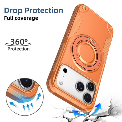 For iPhone 17 Pro Magnetic Case Rotating Ring Kickstand Shockproof TPU PC Armor Phone Cover