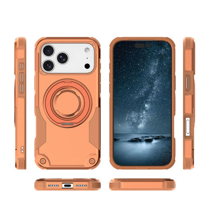For iPhone 17 Pro Magnetic Case Rotating Ring Kickstand Shockproof TPU PC Armor Phone Cover