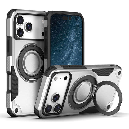 For iPhone 17 Pro Magnetic Case Rotating Ring Kickstand Shockproof TPU PC Armor Phone Cover