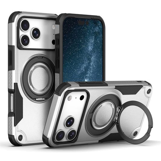 For iPhone 17 Pro Magnetic Case Rotating Ring Kickstand Shockproof TPU PC Armor Phone Cover