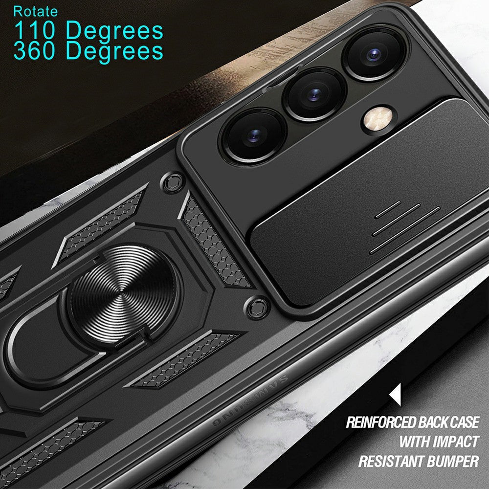 For Samsung Galaxy Z Fold8 Ultra Case with Slide Camera Lid PC + TPU Kickstand Phone Cover
