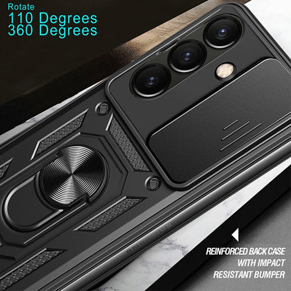 For Samsung Galaxy Z Fold8 Ultra Case with Slide Camera Lid PC + TPU Kickstand Phone Cover