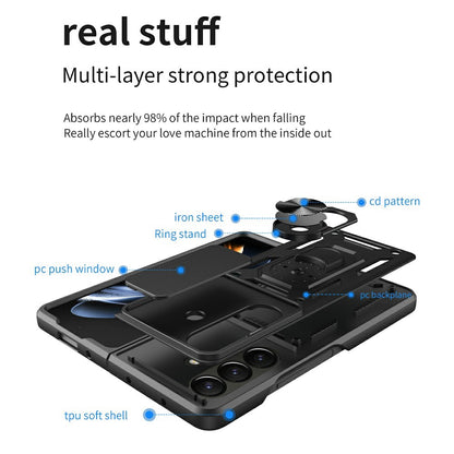 For Samsung Galaxy Z Fold8 Ultra Case with Slide Camera Lid PC + TPU Kickstand Phone Cover