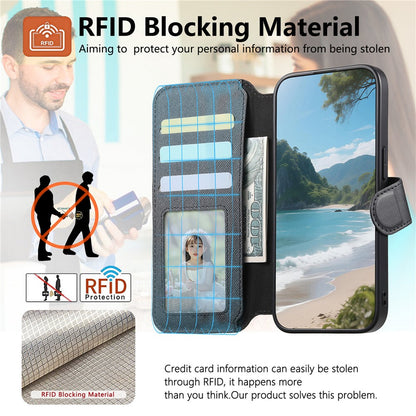 For Samsung Galaxy S25 Ultra Magnetic Case RFID Blocking Detachable Wallet Stand Cloth Texture Leather Phone Cover