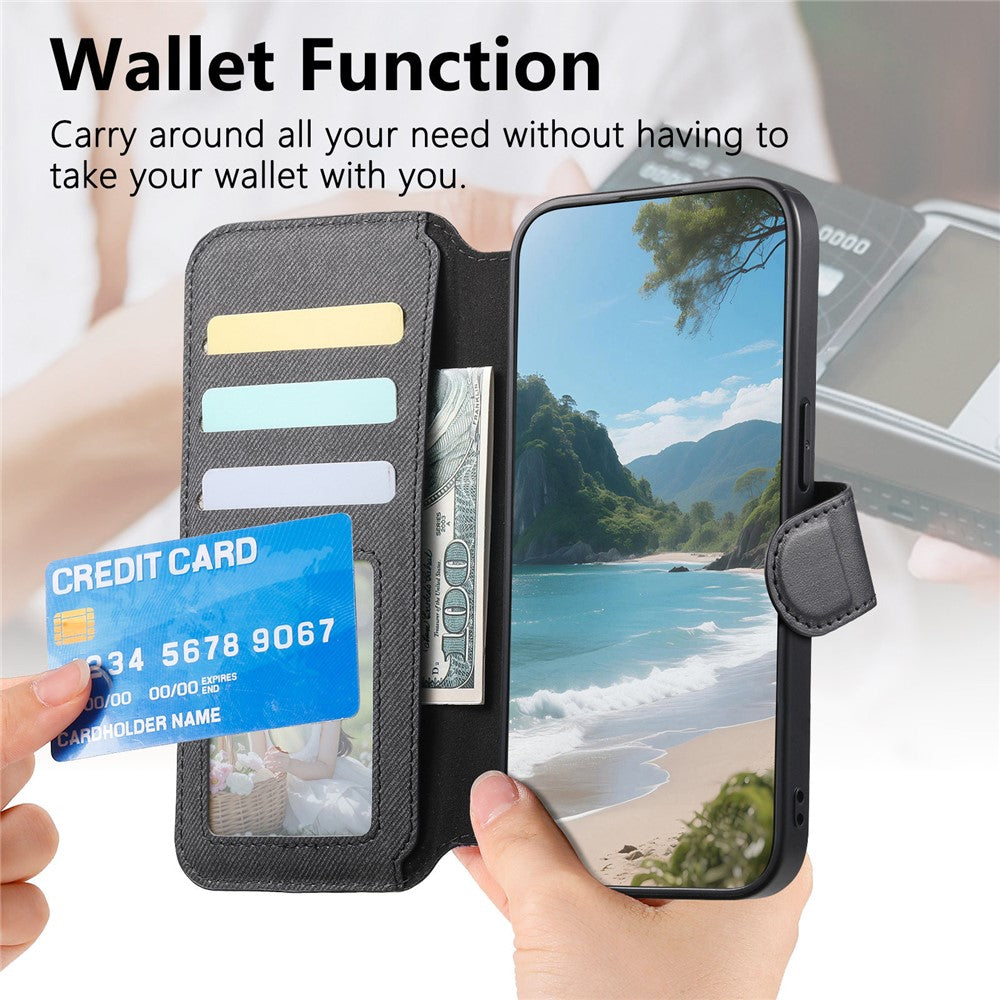 For Samsung Galaxy S25 Ultra Magnetic Case RFID Blocking Detachable Wallet Stand Cloth Texture Leather Phone Cover