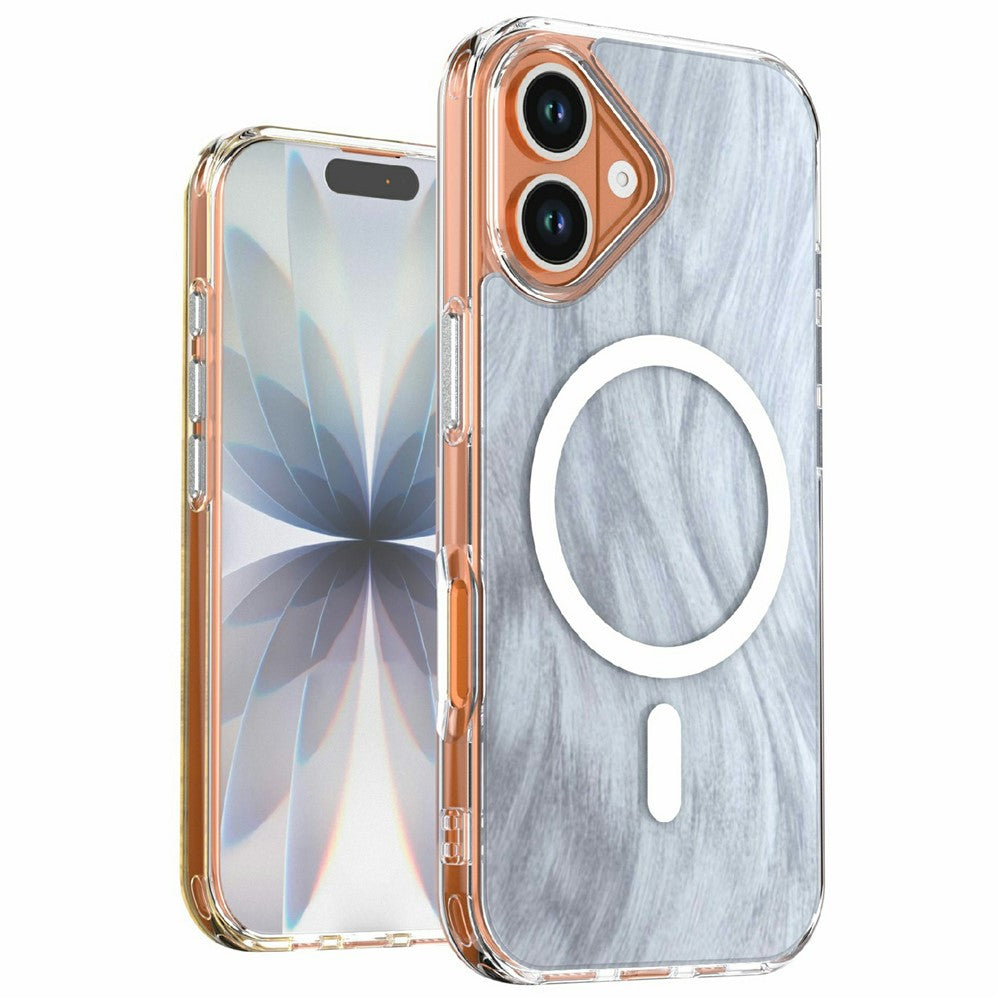For iPhone 16 Magnetic Case Foxtail Pattern TPU + Acrylic Shockproof Phone Cover