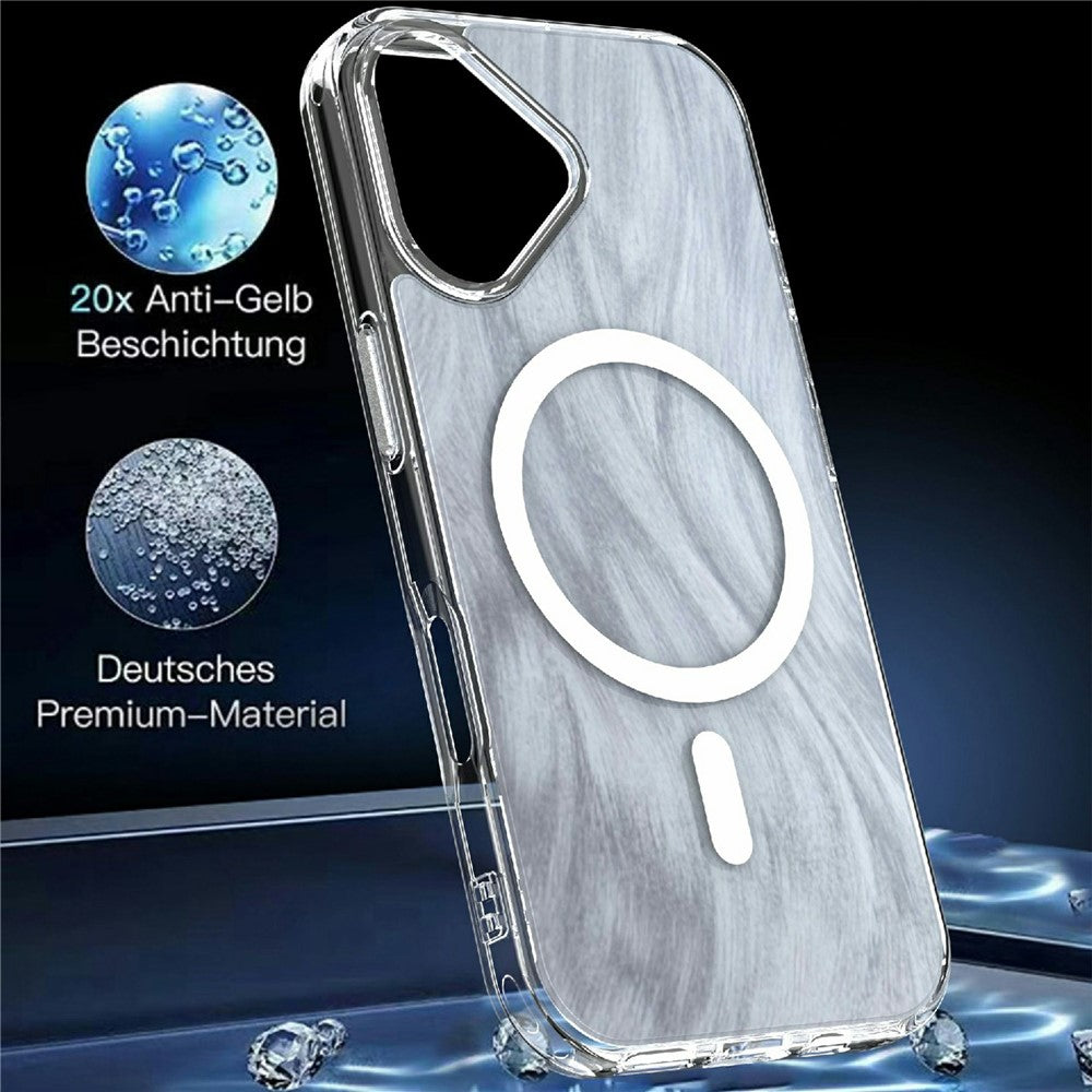 For iPhone 16 Magnetic Case Foxtail Pattern TPU + Acrylic Shockproof Phone Cover