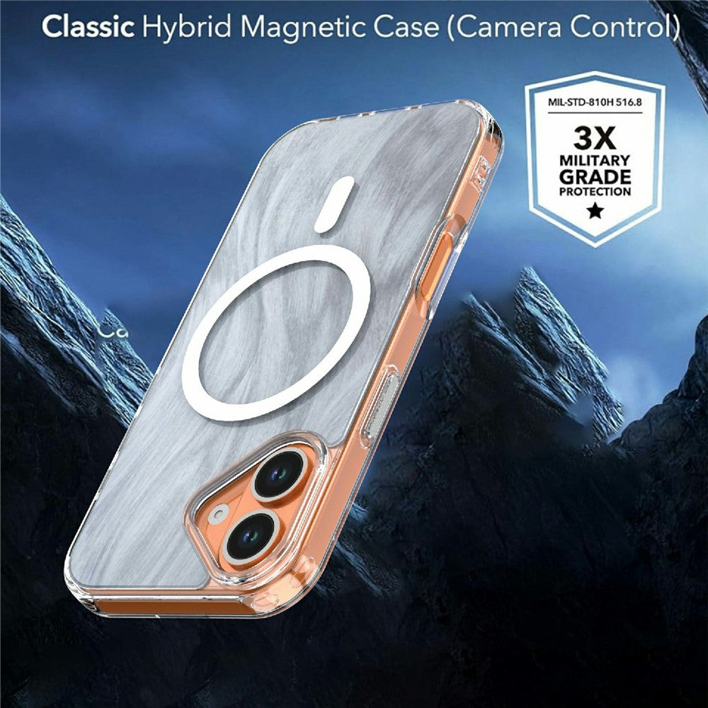 For iPhone 16 Magnetic Case Foxtail Pattern TPU + Acrylic Shockproof Phone Cover