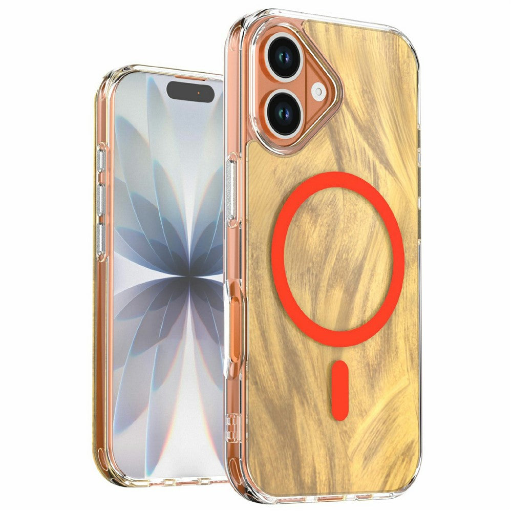 For iPhone 16 Magnetic Case Foxtail Pattern TPU + Acrylic Shockproof Phone Cover