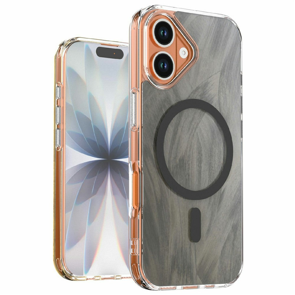 For iPhone 16 Magnetic Case Foxtail Pattern TPU + Acrylic Shockproof Phone Cover
