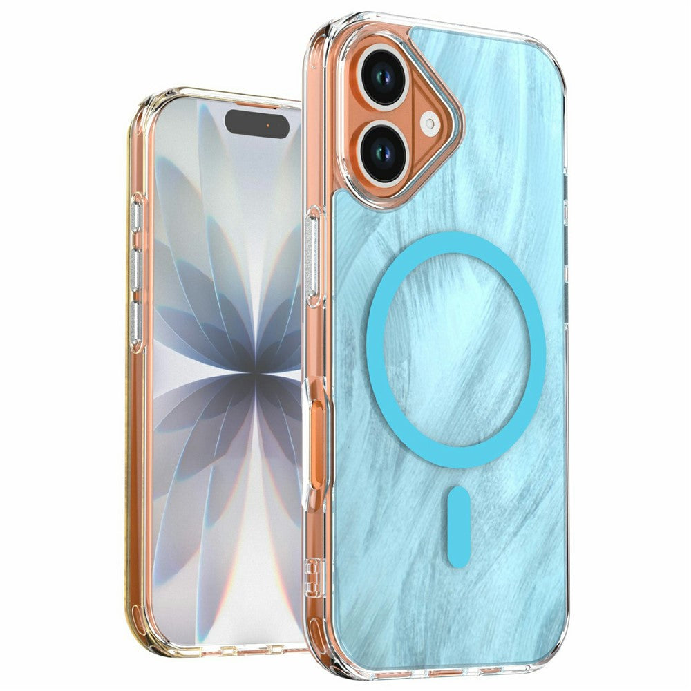 For iPhone 16 Magnetic Case Foxtail Pattern TPU + Acrylic Shockproof Phone Cover