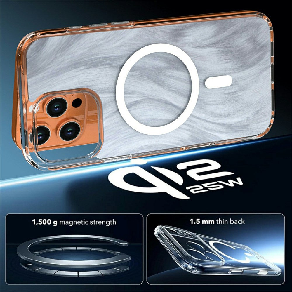 For iPhone 16 Pro Magnetic Case Foxtail Pattern TPU + Acrylic Shockproof Phone Cover