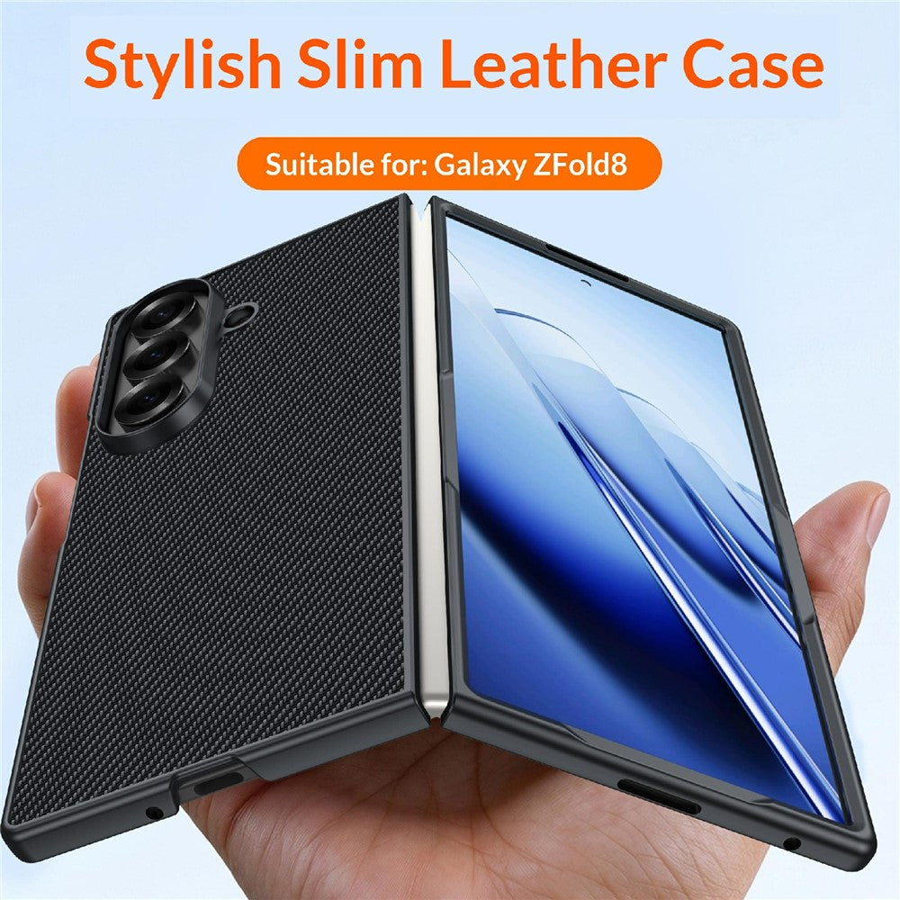 For Samsung Galaxy Z Fold8 Ultra Case Leather + PC Hard Phone Cover Carbon Fiber Texture