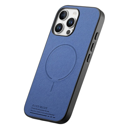 For iPhone 16 Pro Max Magnetic Case Cloth Texture PC + TPU + PU Leather Anti-Scratch Phone Cover