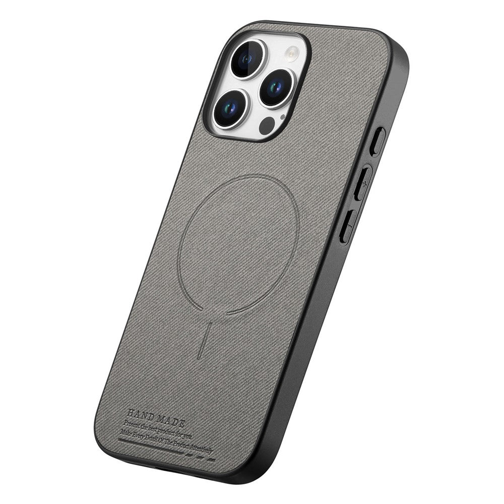 For iPhone 16 Pro Max Magnetic Case Cloth Texture PC + TPU + PU Leather Anti-Scratch Phone Cover