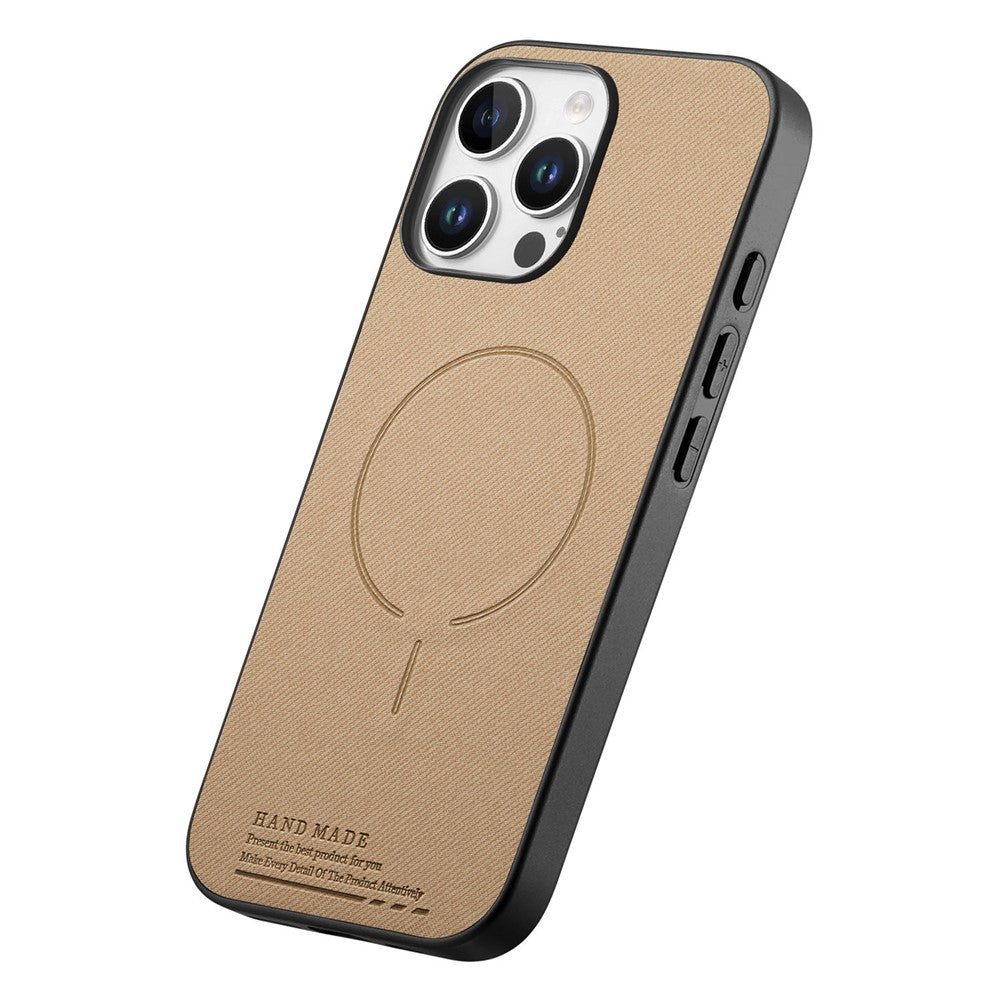 For iPhone 16 Pro Max Magnetic Case Cloth Texture PC + TPU + PU Leather Anti-Scratch Phone Cover